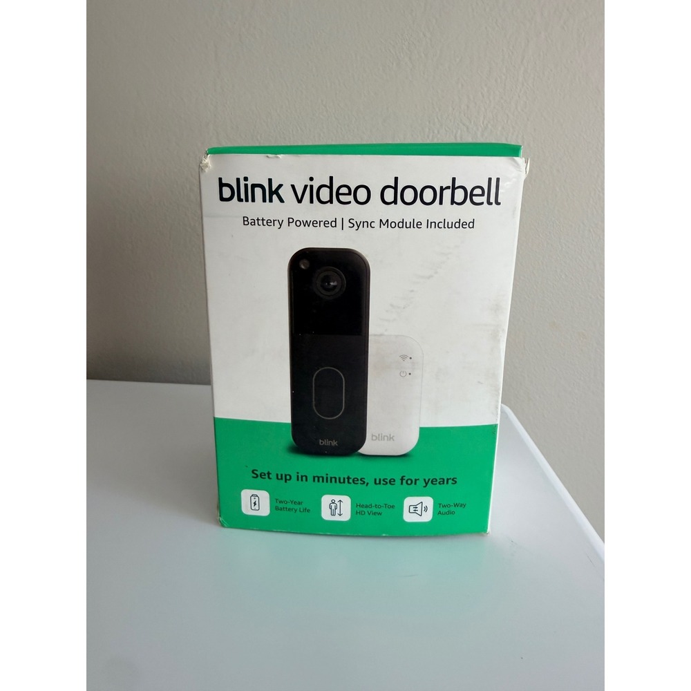 Blink Video Doorbell 2nd Gen Battery Powered Black with Sync Module 2 NEW